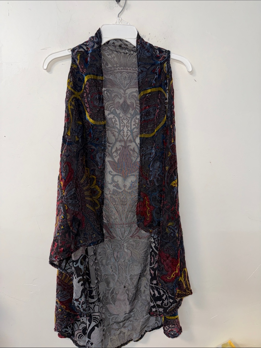 Lightweight Sheer Paisley Shawl Vest - Multicolor